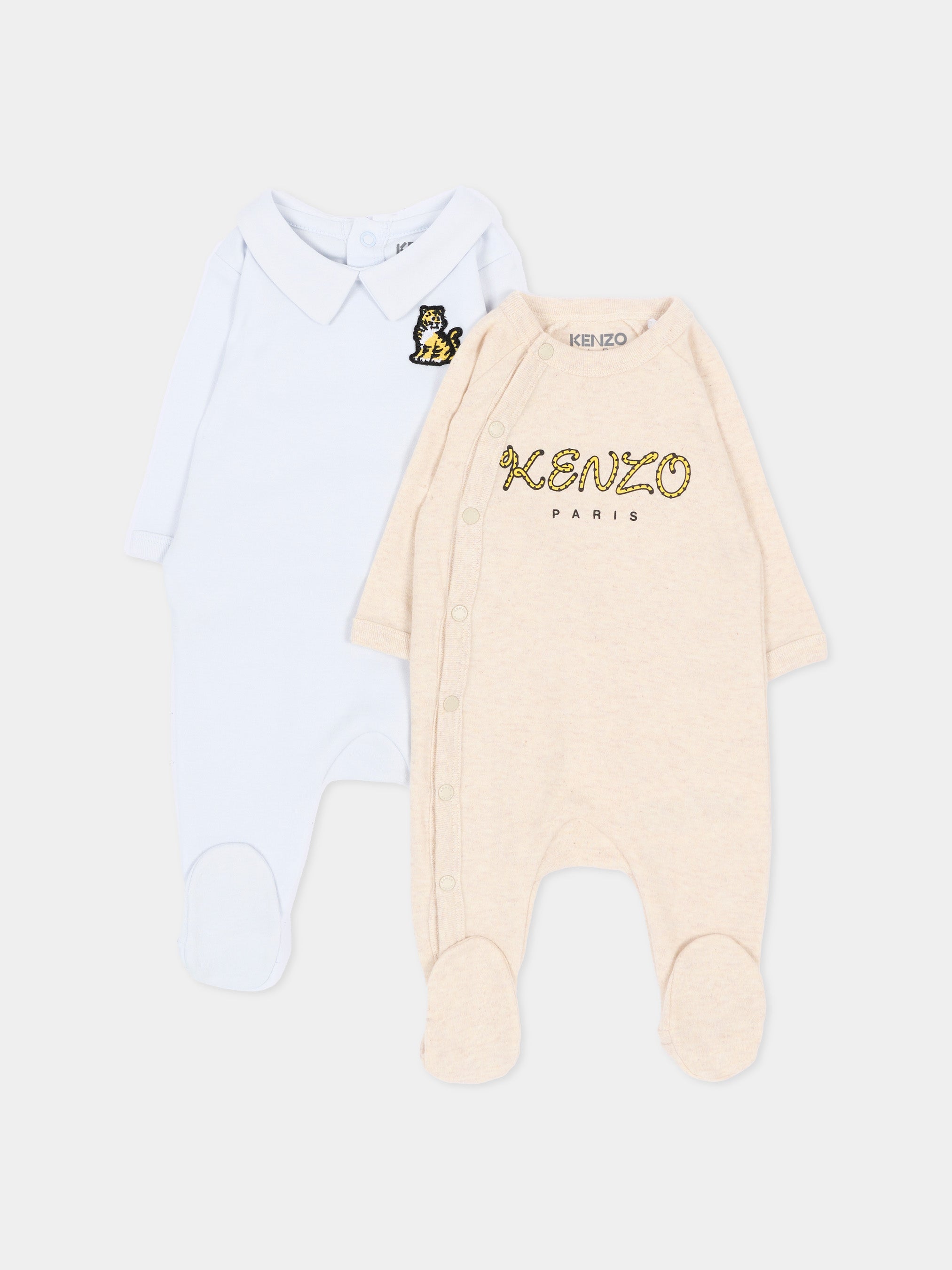 Kenzo Kids 로고와 호랑이 프린트 아기 남아 바디수트 세트