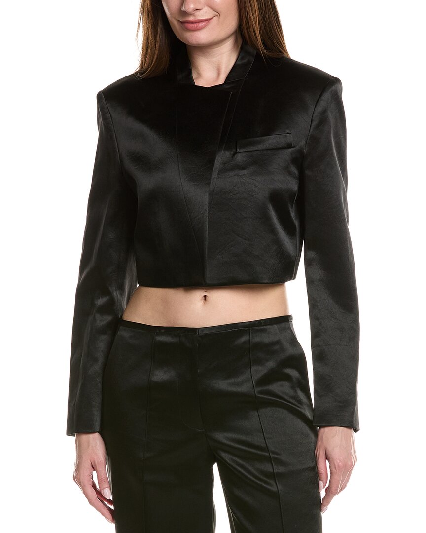HELMUT LANG 크롭 텍스처드 새틴 블레이저