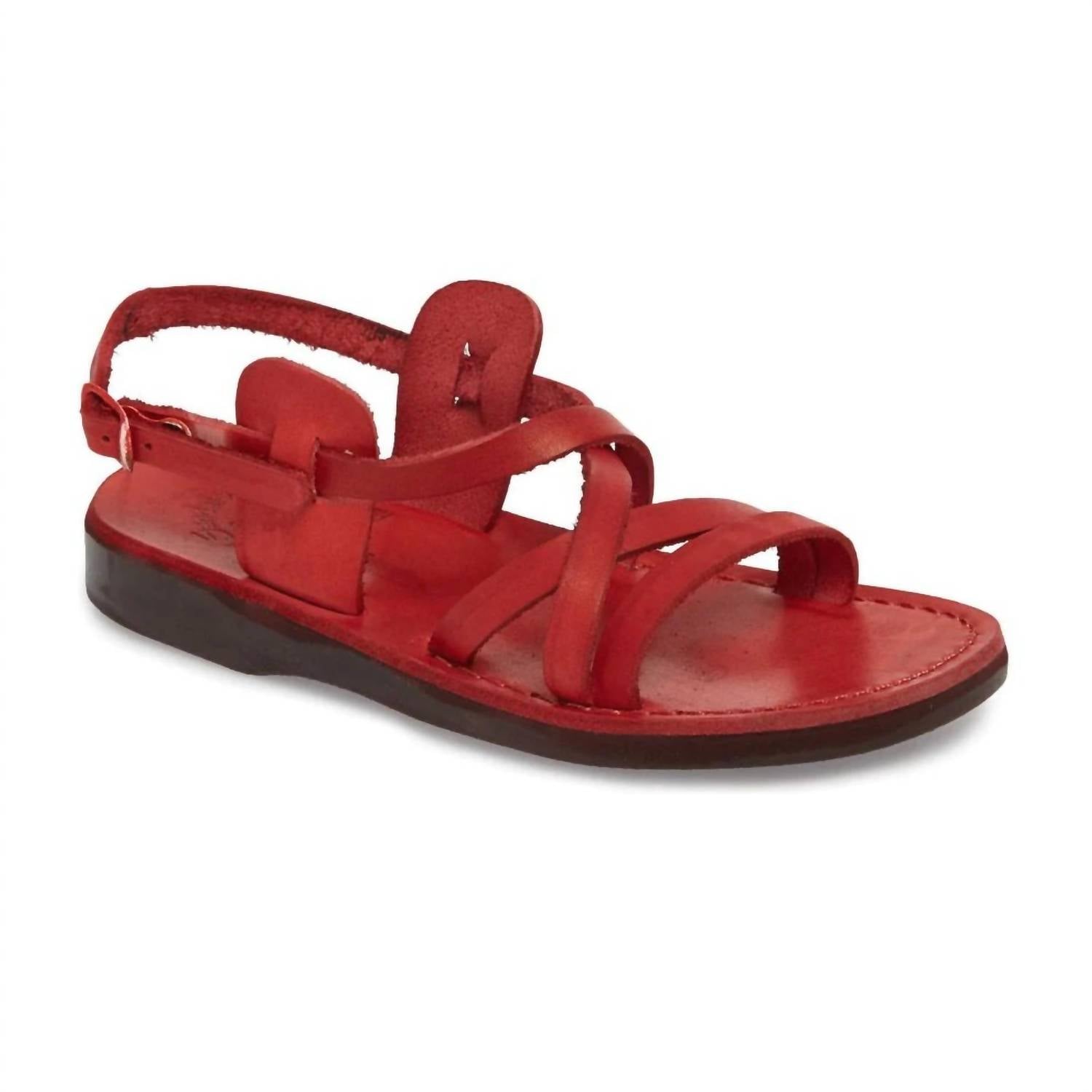 JERUSALEM SANDALS 지포라 가죽 스트랩 슬링백 샌들 레드