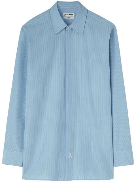 JIL SANDER 로고 자수 핀스트라이프 셔츠
