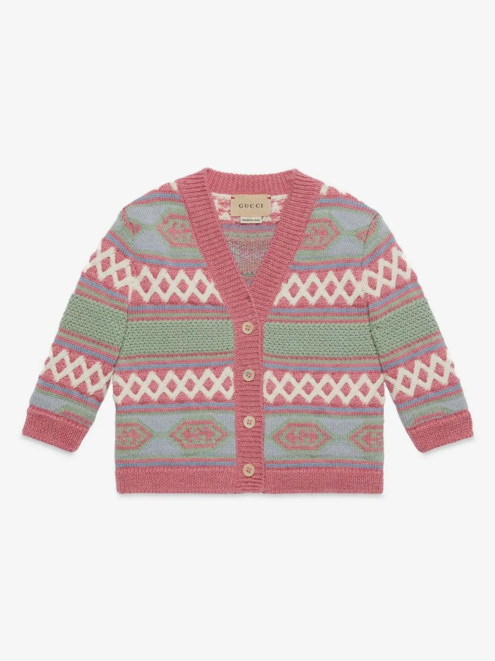 Gucci Kids 인타르시아 니트 울 가디건