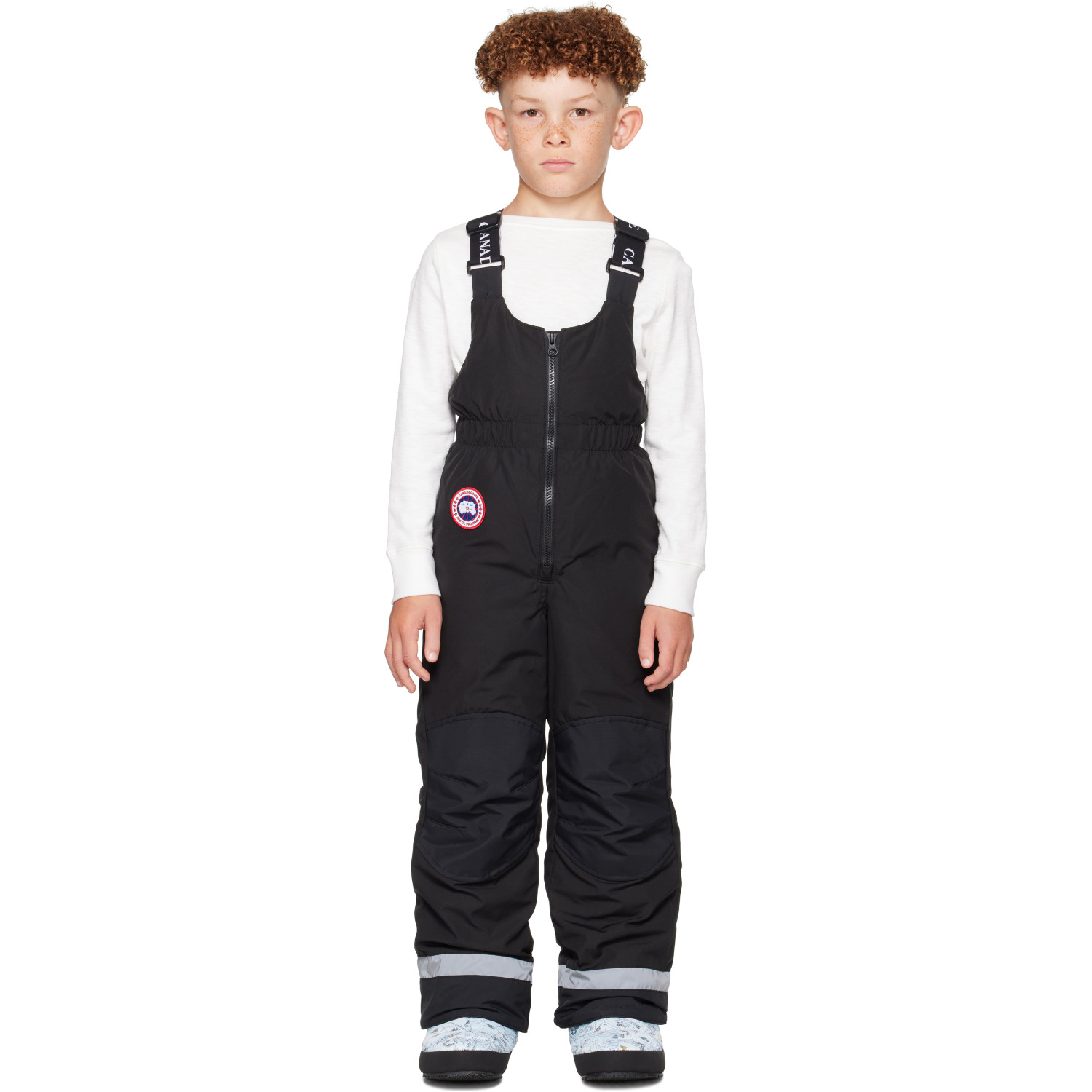 Canada Goose Kids 리틀 키즈 블랙 이글렛 빕 다운 오버롤