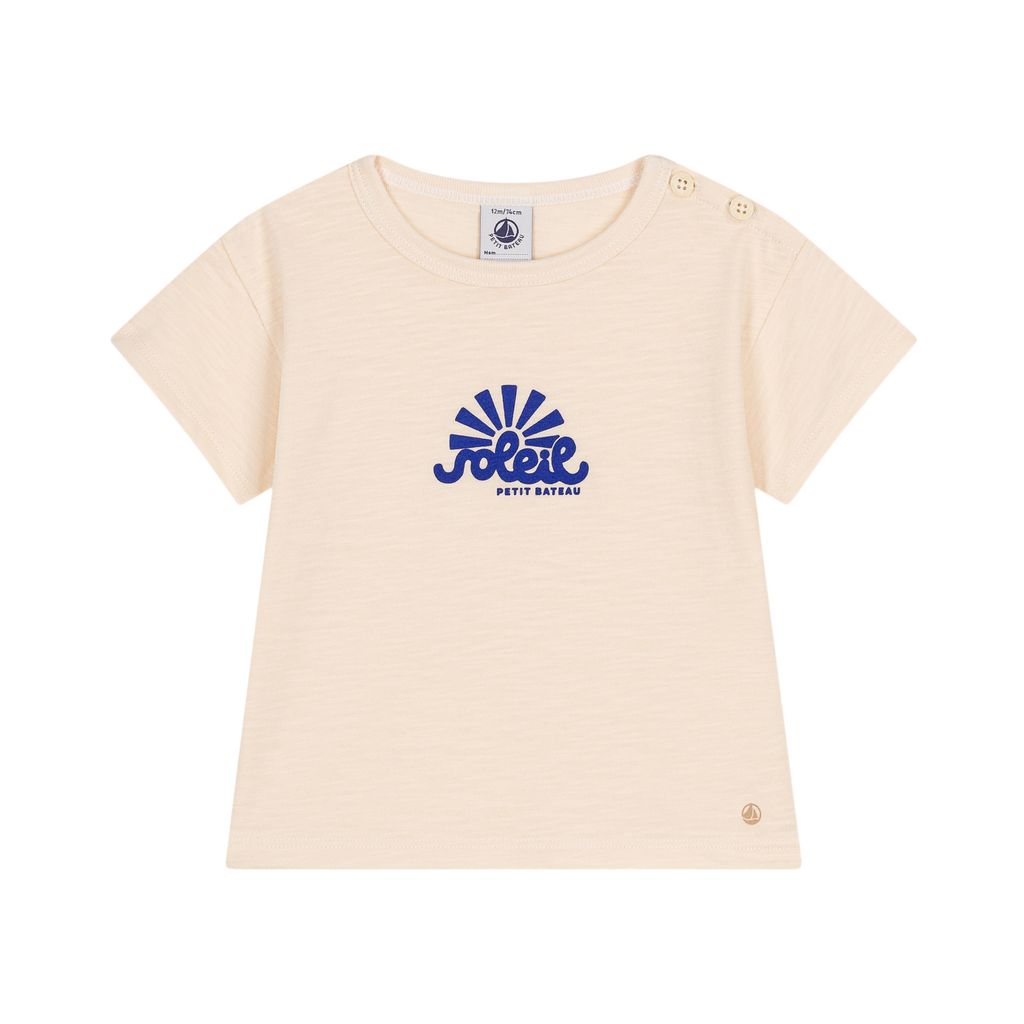 PETIT BATEAU KIDS 아기 티셔츠 프린트 크림