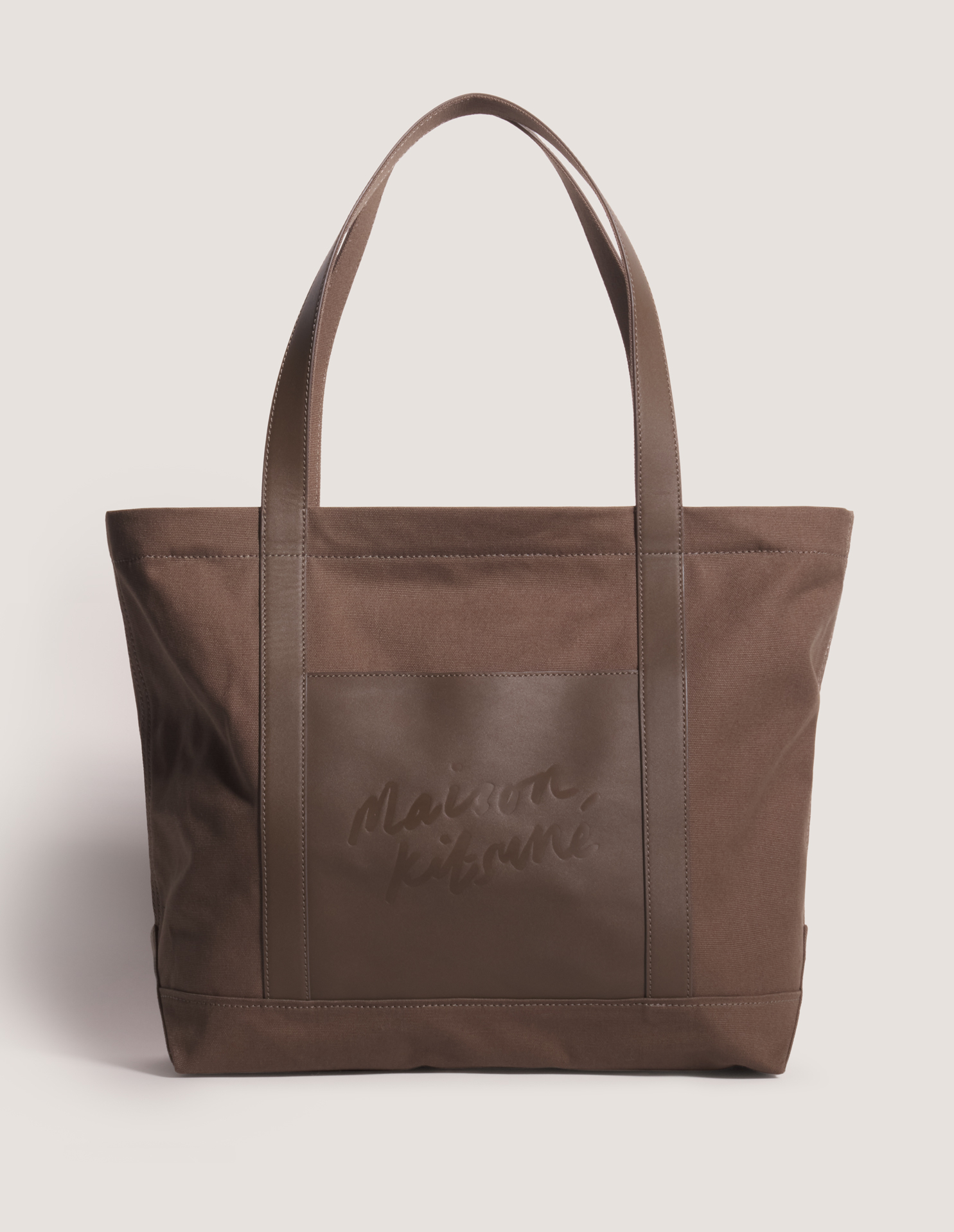 MAISON KITSUNÉ 캔버스 & 가죽 대형 토트백
