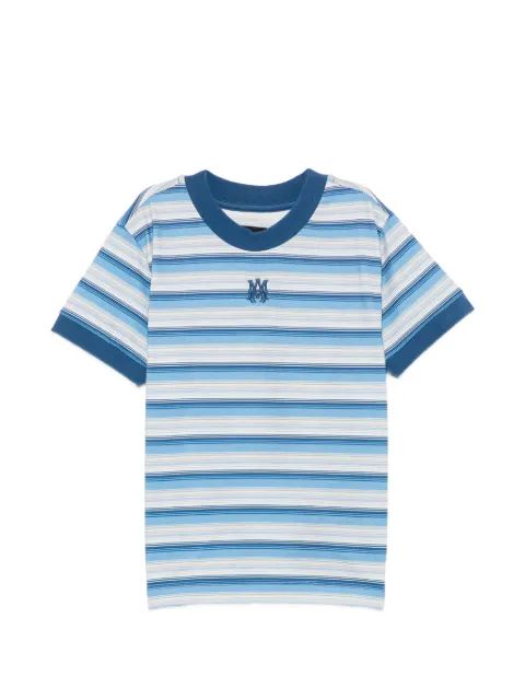 AMIRI KIDS 로고 자수 스트라이프 티셔츠