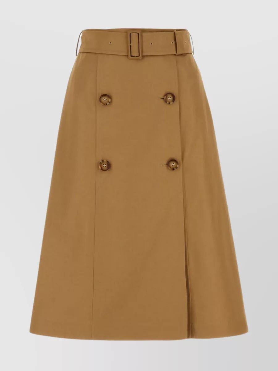 BURBERRY 코튼 트렌치 미디 스커트