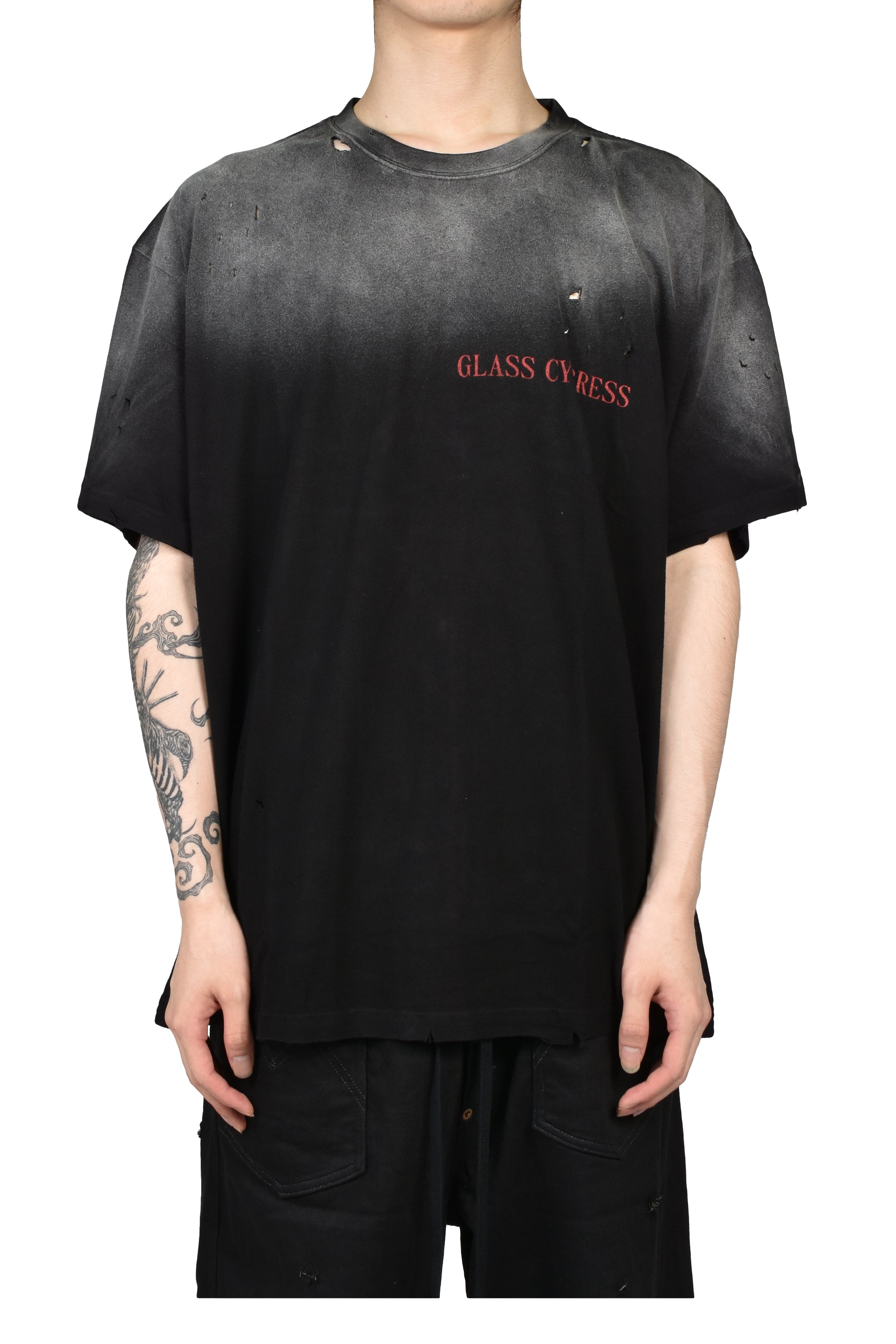 GLASS CYPRESS 블랙 페이디드 티셔츠