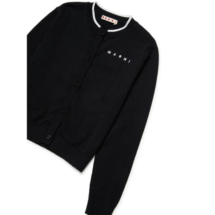 MARNI 마르니  KIDS 블랙 로고 자수 카디건 M01740 M00X2 0M900