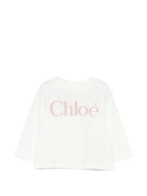 Chloe Kids 로고 프린트 긴팔 티셔츠