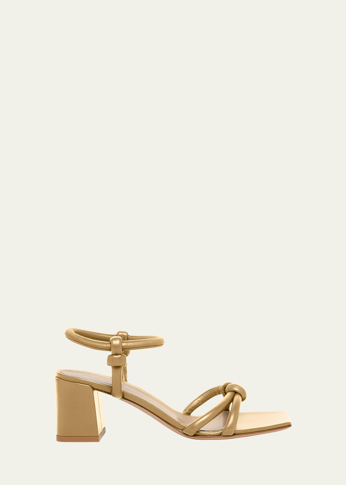 GIANVITO ROSSI 가죽 매듭 앵클 스트랩 샌들