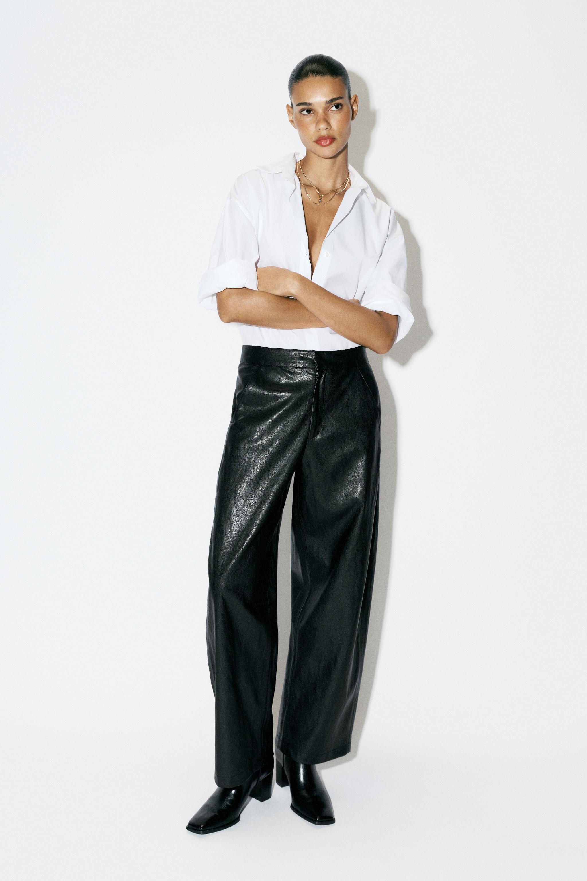 ZARA 페이크 레더 배럴 팬츠