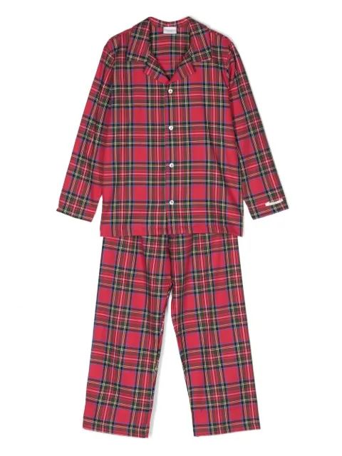La Perla Kids 타탄 롱슬리브 파자마