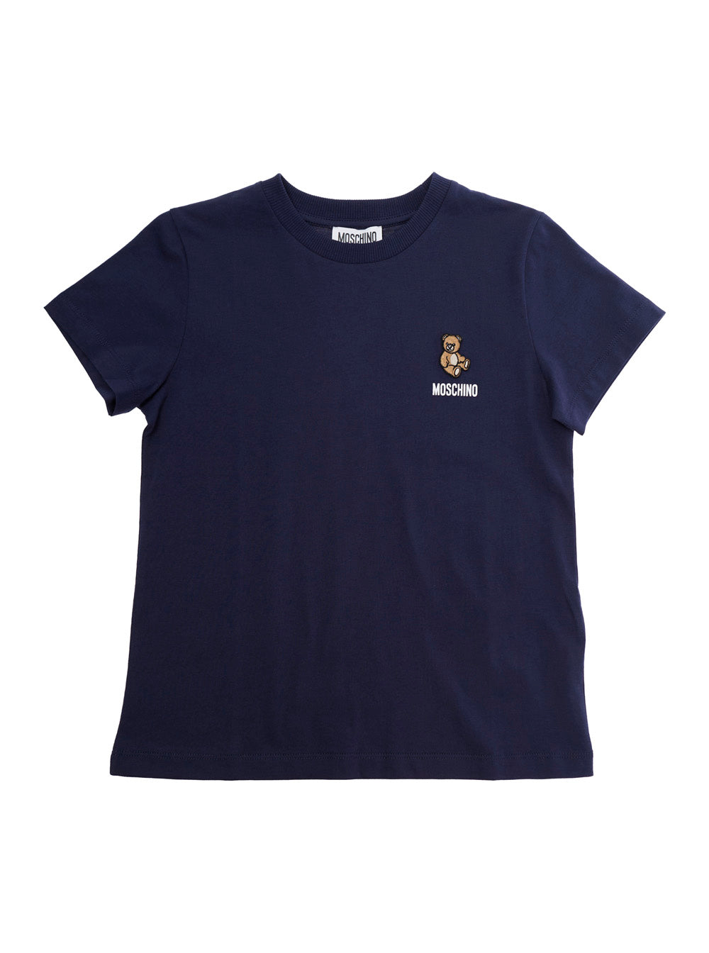 Moschino Kids 아기 남아 코튼 크루넥 티셔츠 로고 프린트