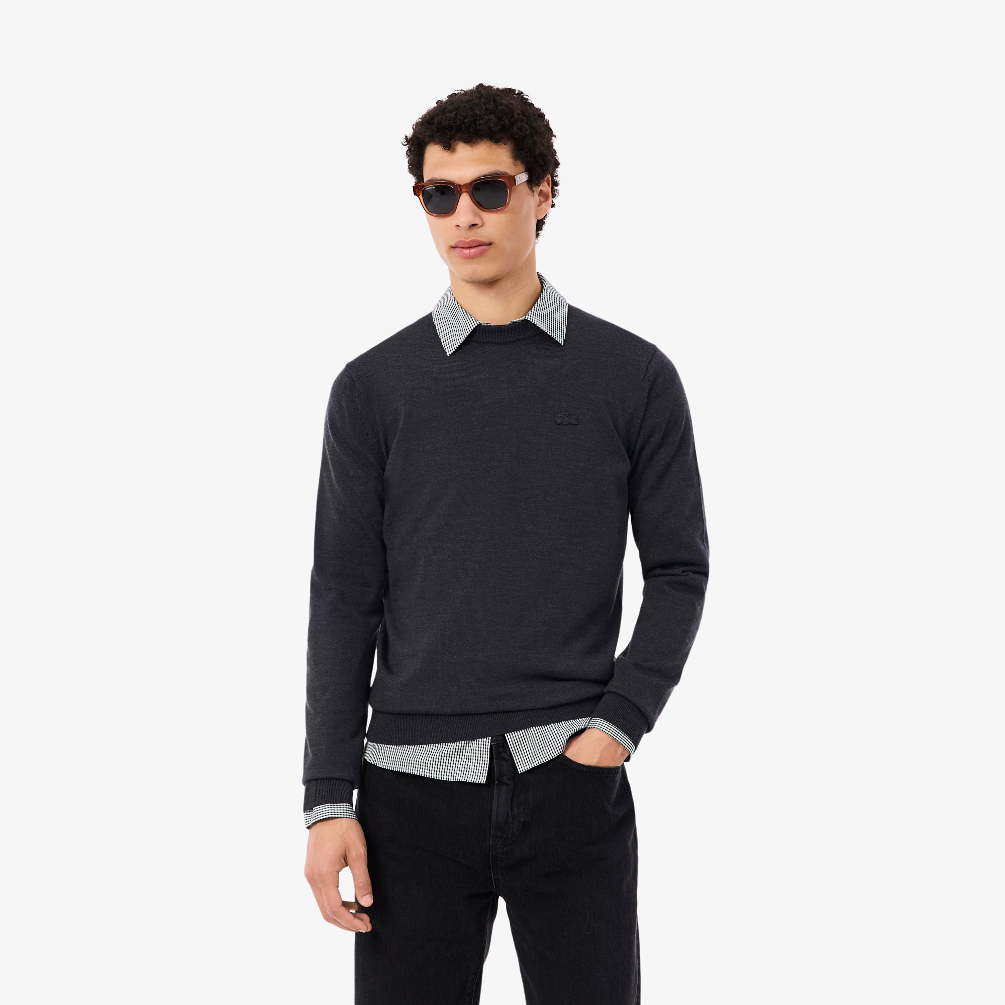 Lacoste 남성 메리노 울 크루넥 스웨터