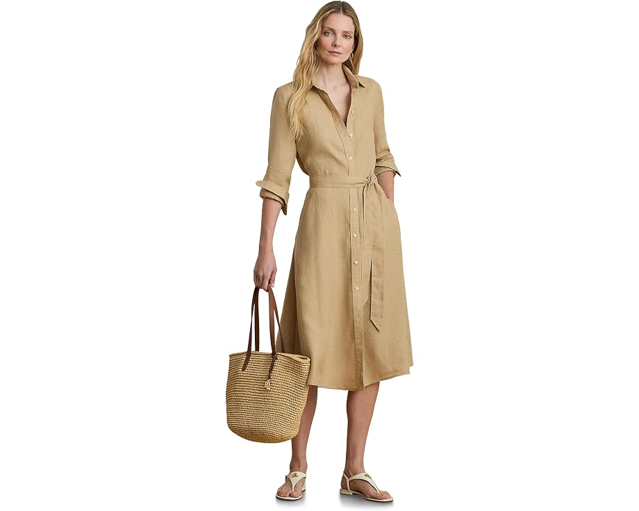 Ralph Lauren 벨트드 리넨 셔츠 원피스