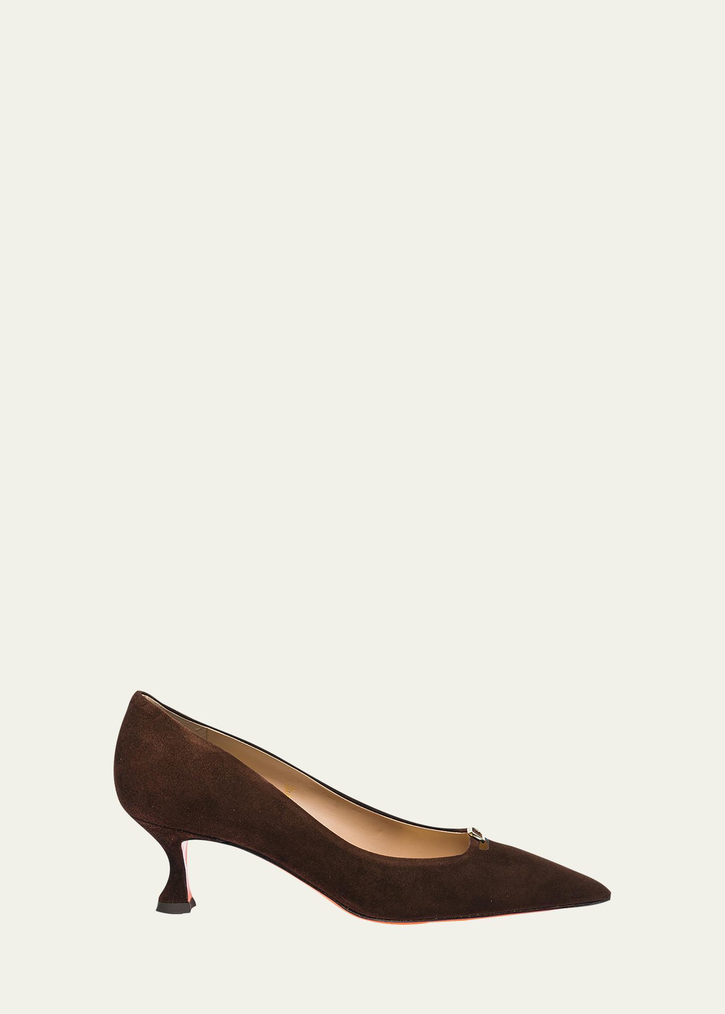 SANTONI 55mm 사빈 스웨이드 버클 펌프스