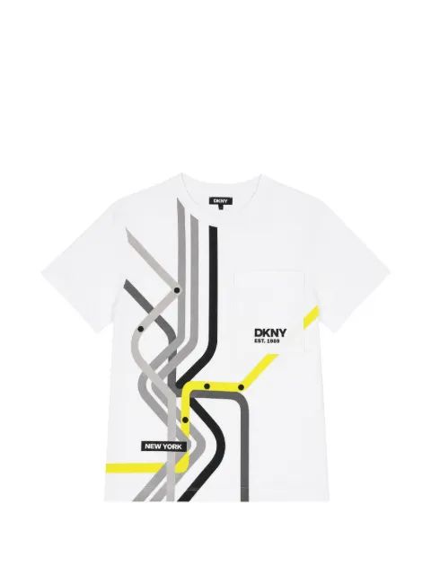 Dkny Kids 맵 프린트 포켓 디테일 티셔츠