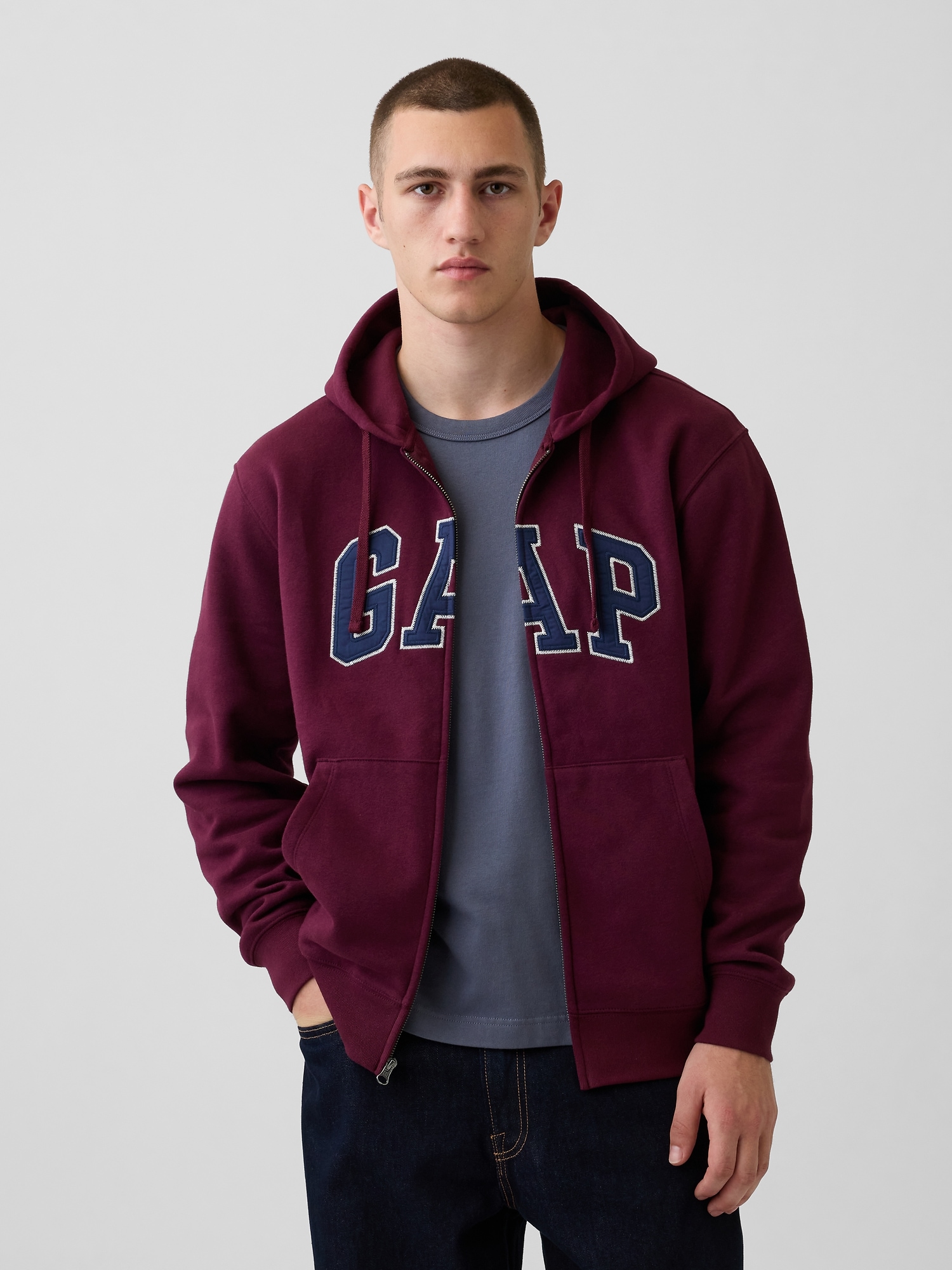GAP 어덜트 빈티지 소프트 아치 로고 집업 후드