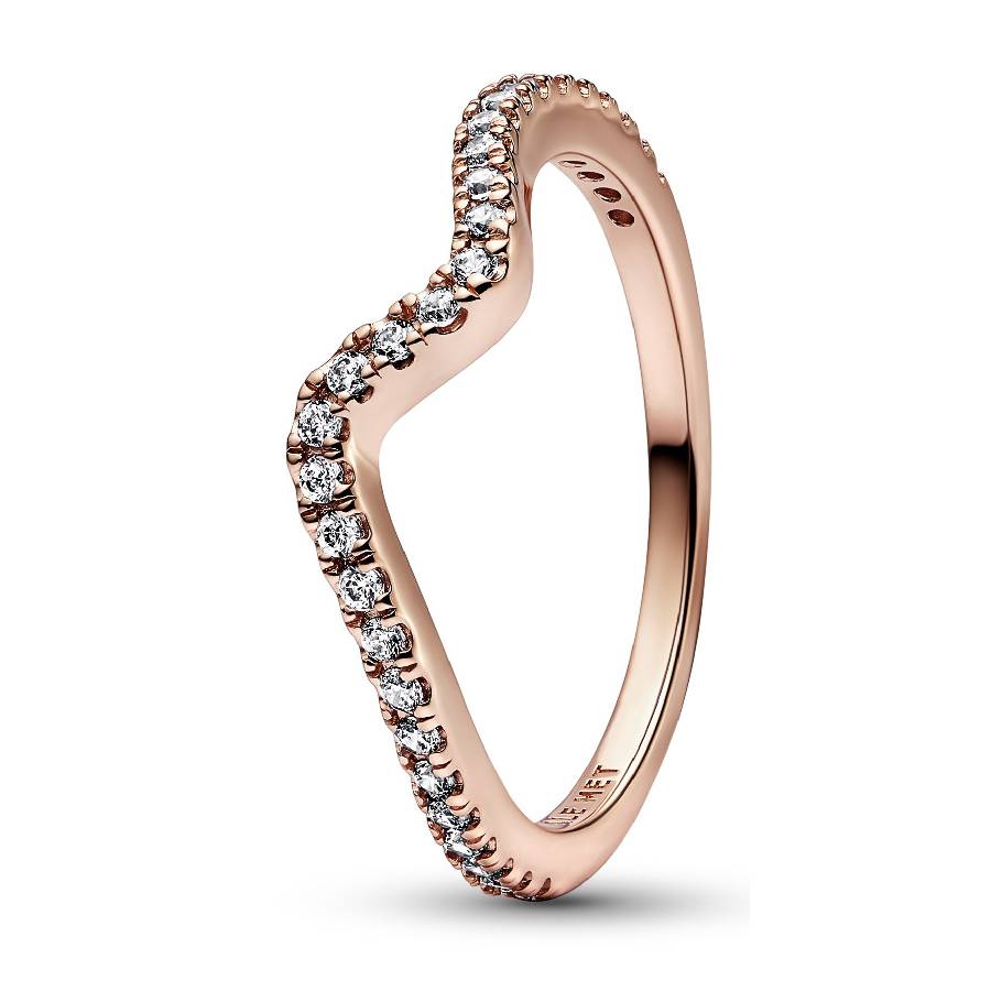 PANDORA 14k 로즈 골드 도금 웨이브 링