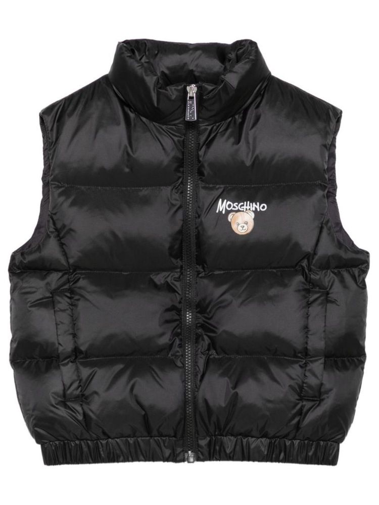 Moschino Kids 테디베어 집업 퀼팅 조끼