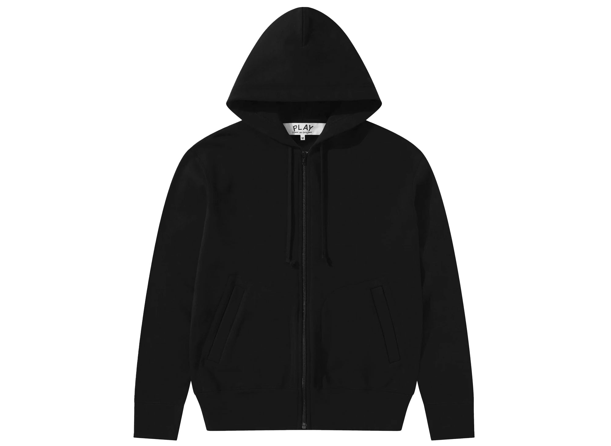 COMME DES GARCONS 꼼데가르송 플레이 레드 엠블럼 백 로고 풀 집 후드티