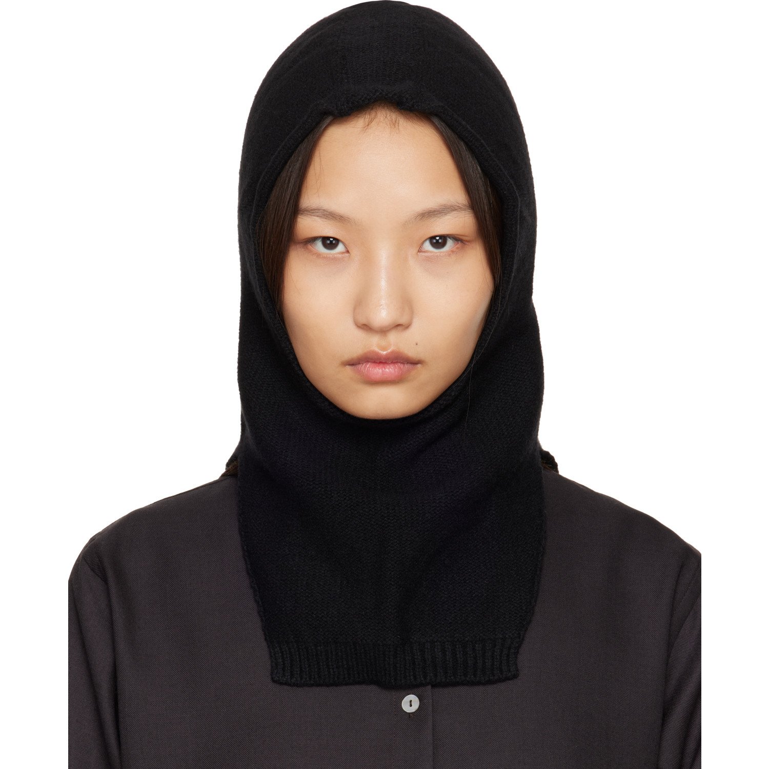 BASERANGE 블랙 아노락 후드