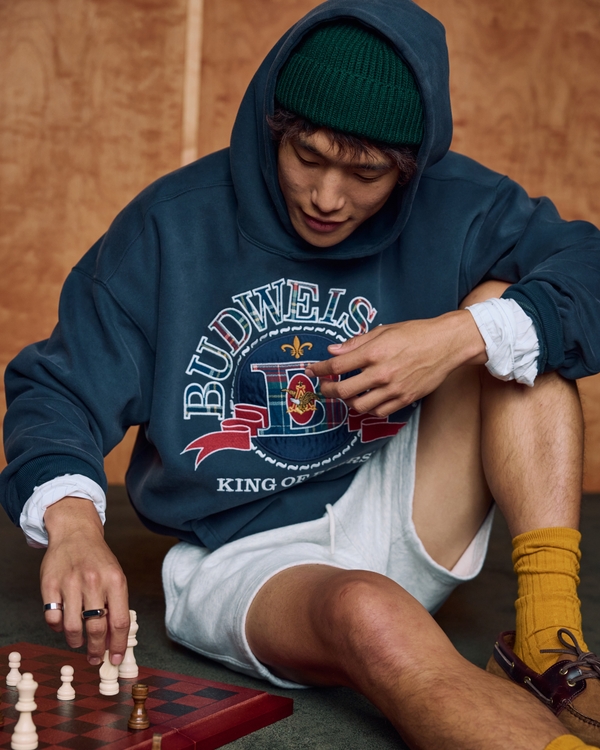 Abercrombie & Fitch 버드와이저 그래픽 포퍼 후드티
