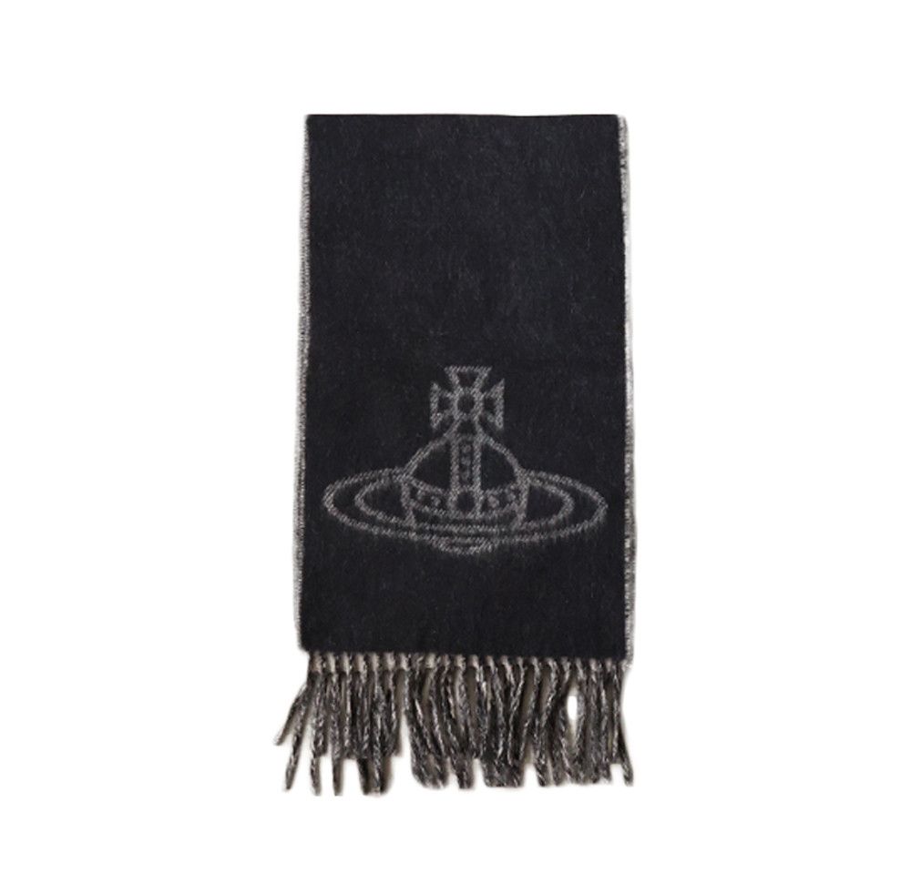 VIVIENNE WESTWOOD 25FW ORB 싱글 투톤 머플러 블랙 81030006 W00ZH N402