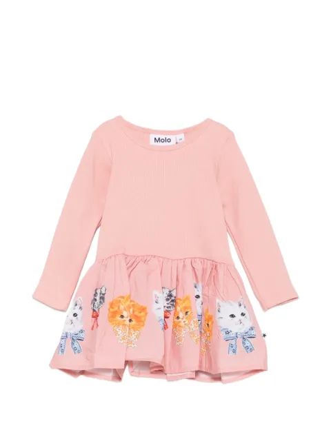 Molo 캔디 고양이 프린트 러플 원피스