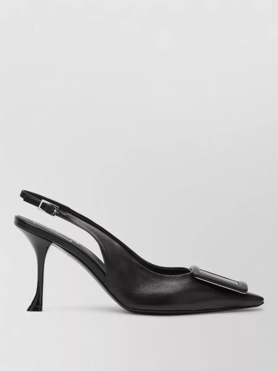 ROGER VIVIER 포인티드 토 슬링백 스트랩 스퀘어 버클 펌프스