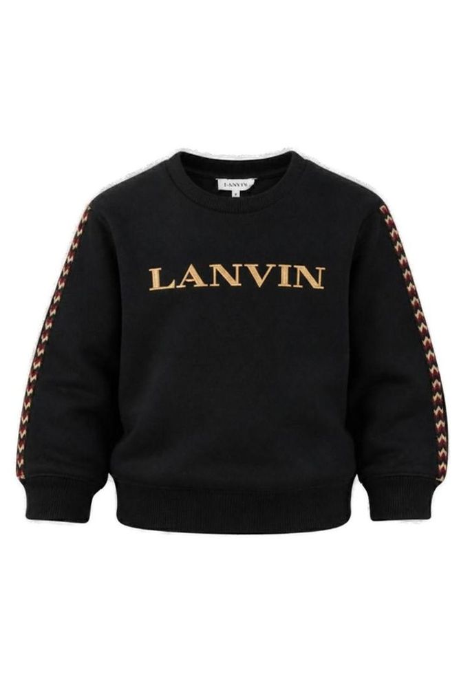 Lanvin Kids 로고 자수 크루넥 맨투맨