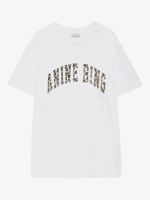 ANINE BING 워커 레오파드 프린트 로고 티셔츠