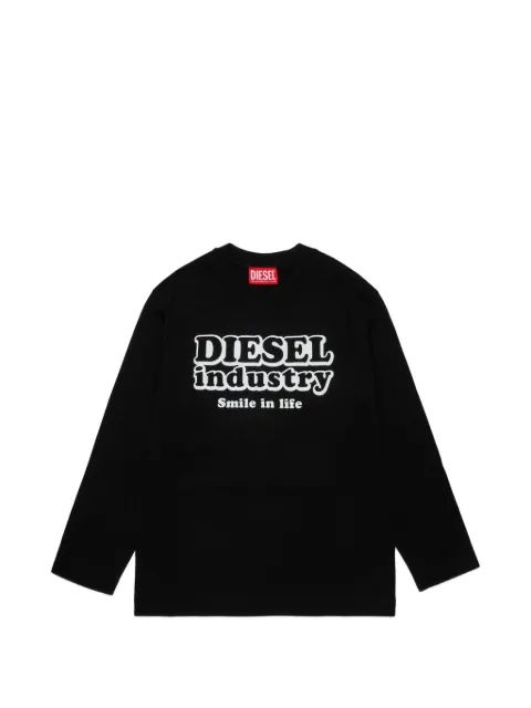 Diesel Kids 로고 프린트 롱슬리브 티셔츠