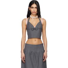 Gray Patchwork Knit Sling Camisole | SHUSHU/TONG | FETCHING