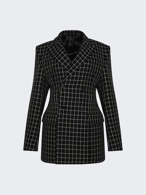WARDROBE NYC 더블 브레스티드 컨투어 블레이저 블랙 체크