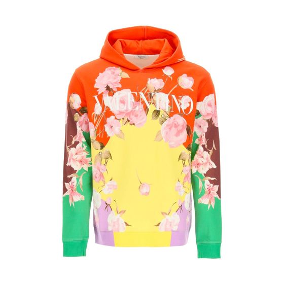 VALENTINO ダークブルーミングプリントフーディ WV3MF19I7L6 U23 VALENTINO ダークブルーミングプリントフーディ WV3MF19I7L6 U23