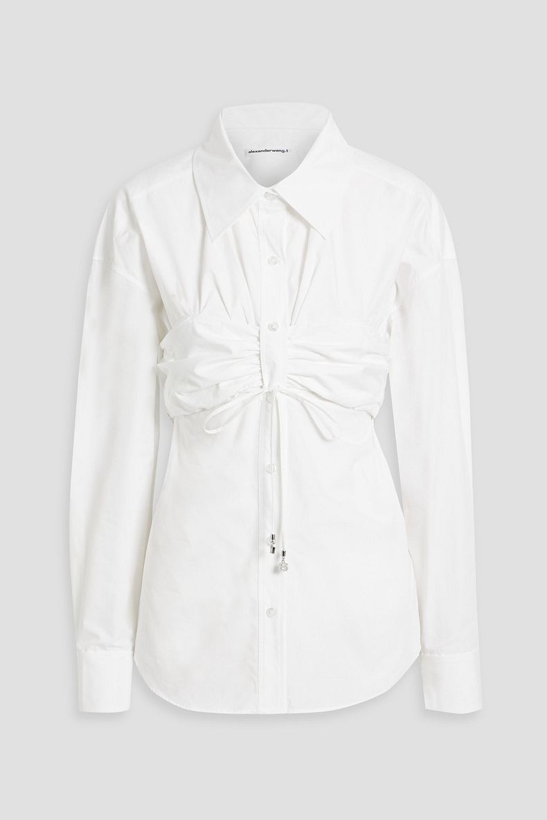 装飾されたルーシュコットンポプリンシャツ | ALEXANDER WANG | FETCHING