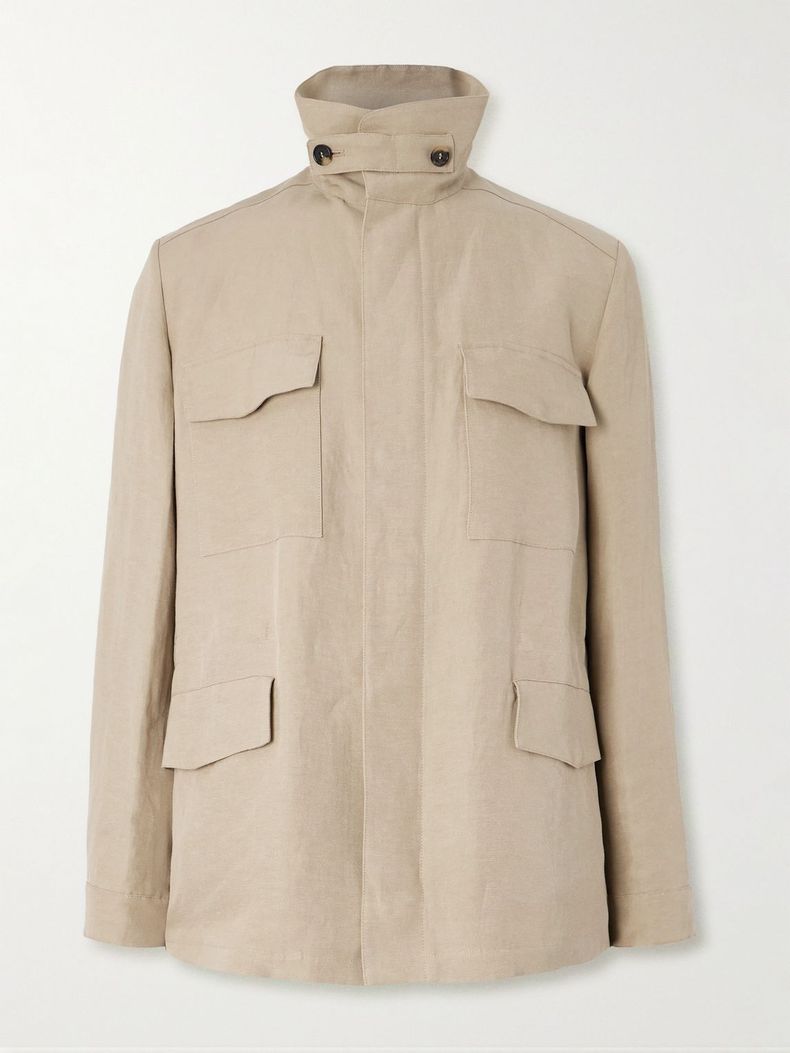 Linen Silk Blend Field Jacket | 로로 피아나 | FETCHING