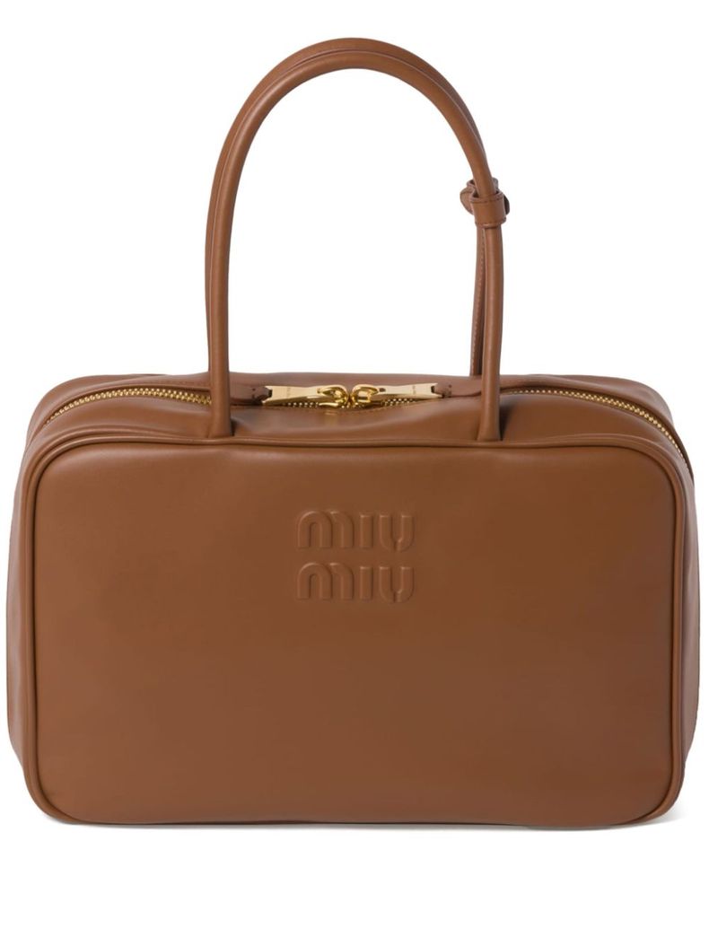 5BB117VMON2CRW F0046COGNAC MIU MIU 가죽 보우 백 여성 > 가방 > 토트백 - 브라운 - 이미지 #1