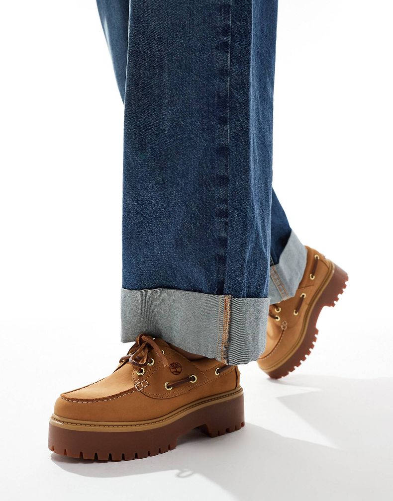 스톤 스트리트 플랫폼 클래식 3 아이 보트 슈즈 밀짚 누벅 | 팀버랜드 | 페칭 FETCHING