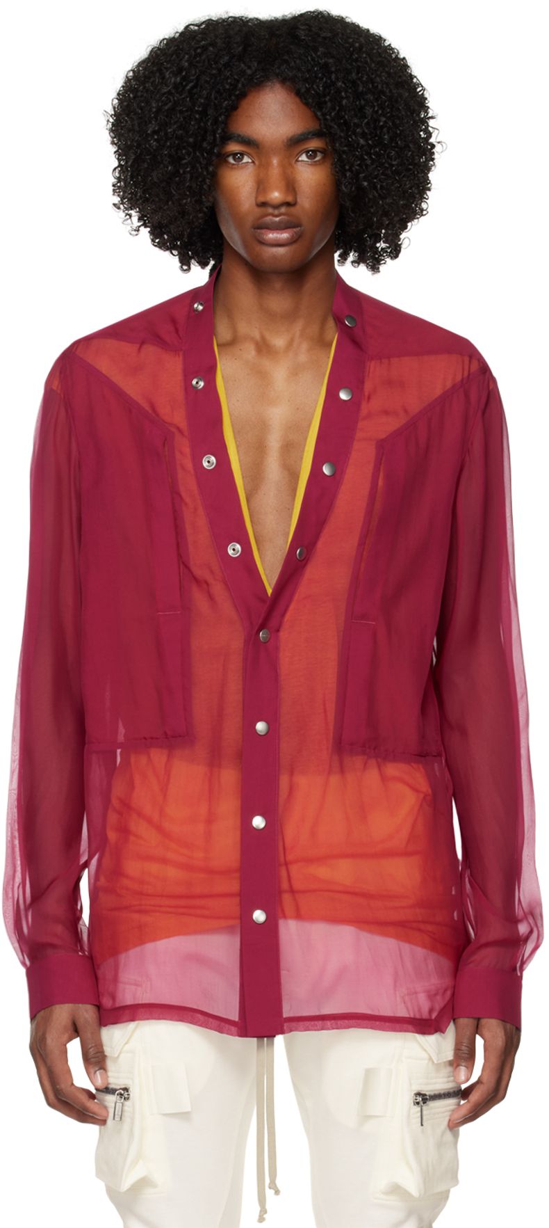 핑크 Fogpocket 래리 셔츠 RU01C4287S | 릭오웬스 | 페칭 FETCHING