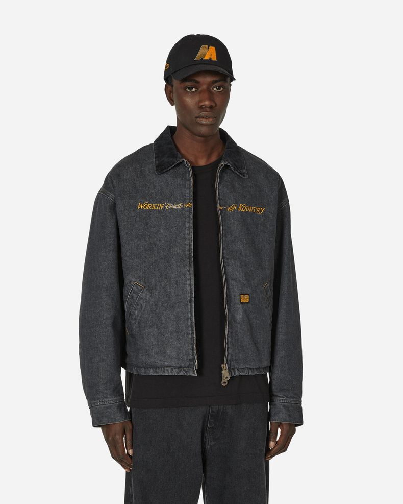 14oz 데님 T-Back Drizzler 자켓 (Working Embroidery) 블랙 / 에크루 