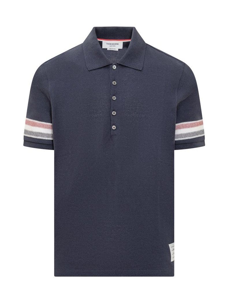 Thom Browne Logo Patch Striped Polo Shirt | 톰브라운 | FETCHING