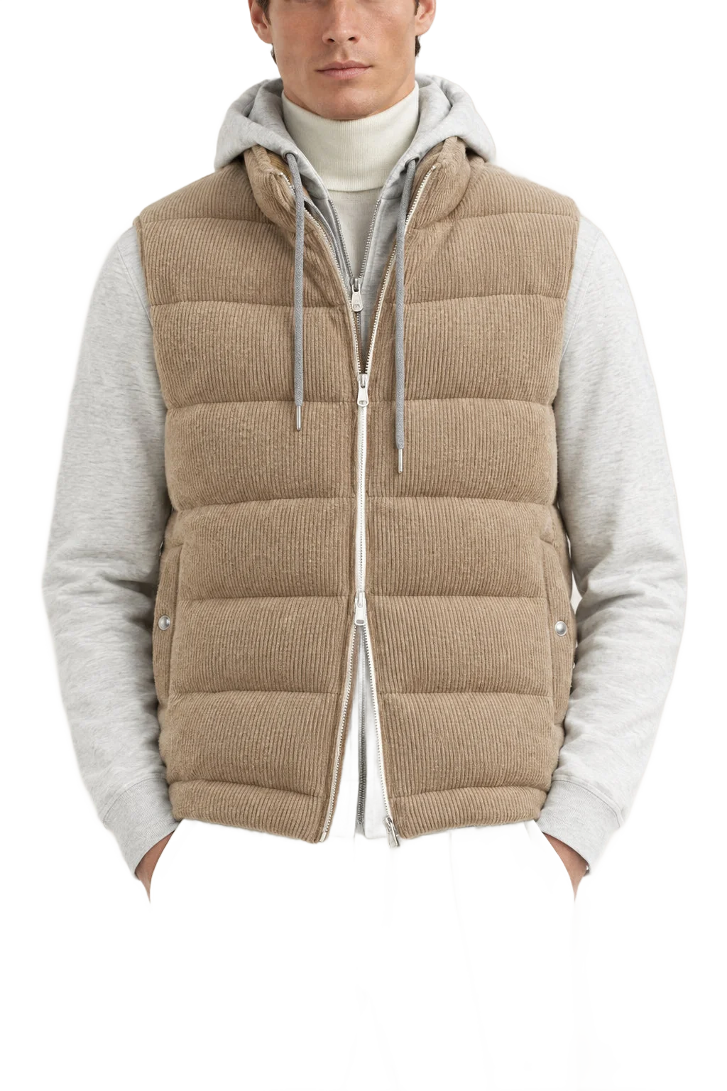 BRUNELLO CUCINELLI 남성 브라운 울 패딩 자켓