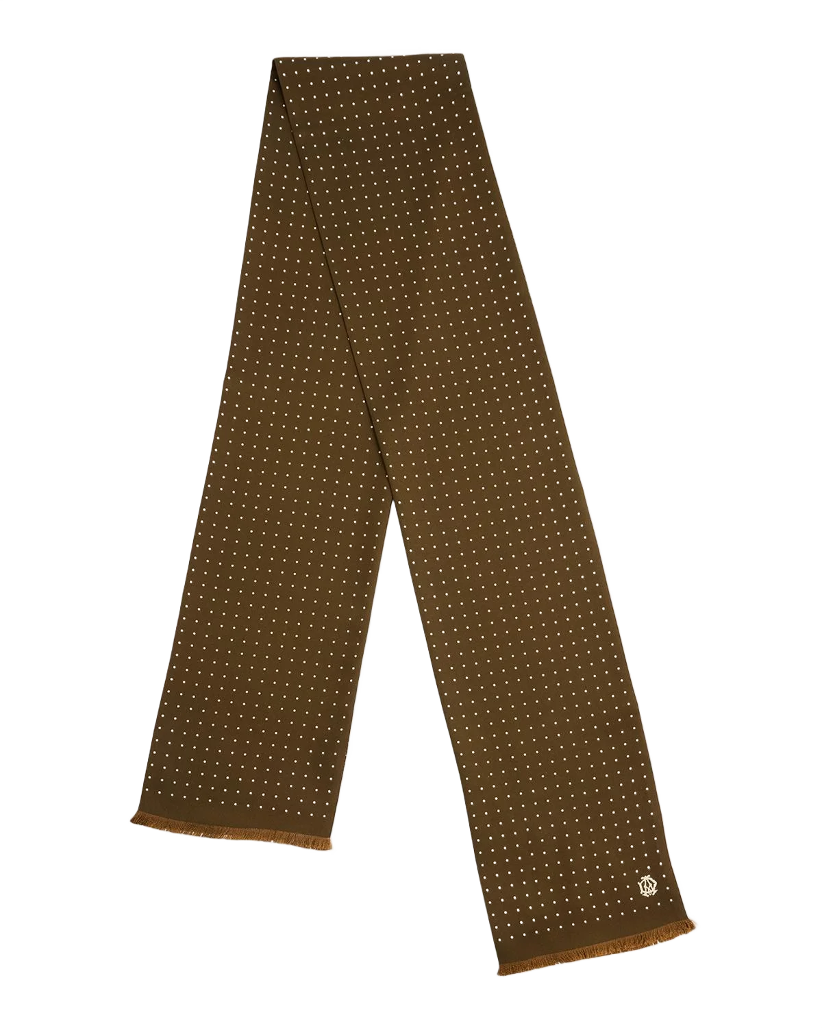 DUNHILL 남성 모란 실크 물방울 무늬 프린지 스카프