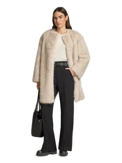 MAX MARA STUDIO 레귤러 핏 웹펠츠만텔 비스코스 포함 모델 EROS 베이지