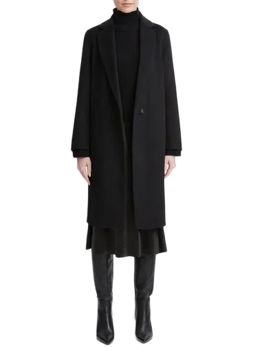 VINCE 클래식 울 혼합 스트레이트 코트