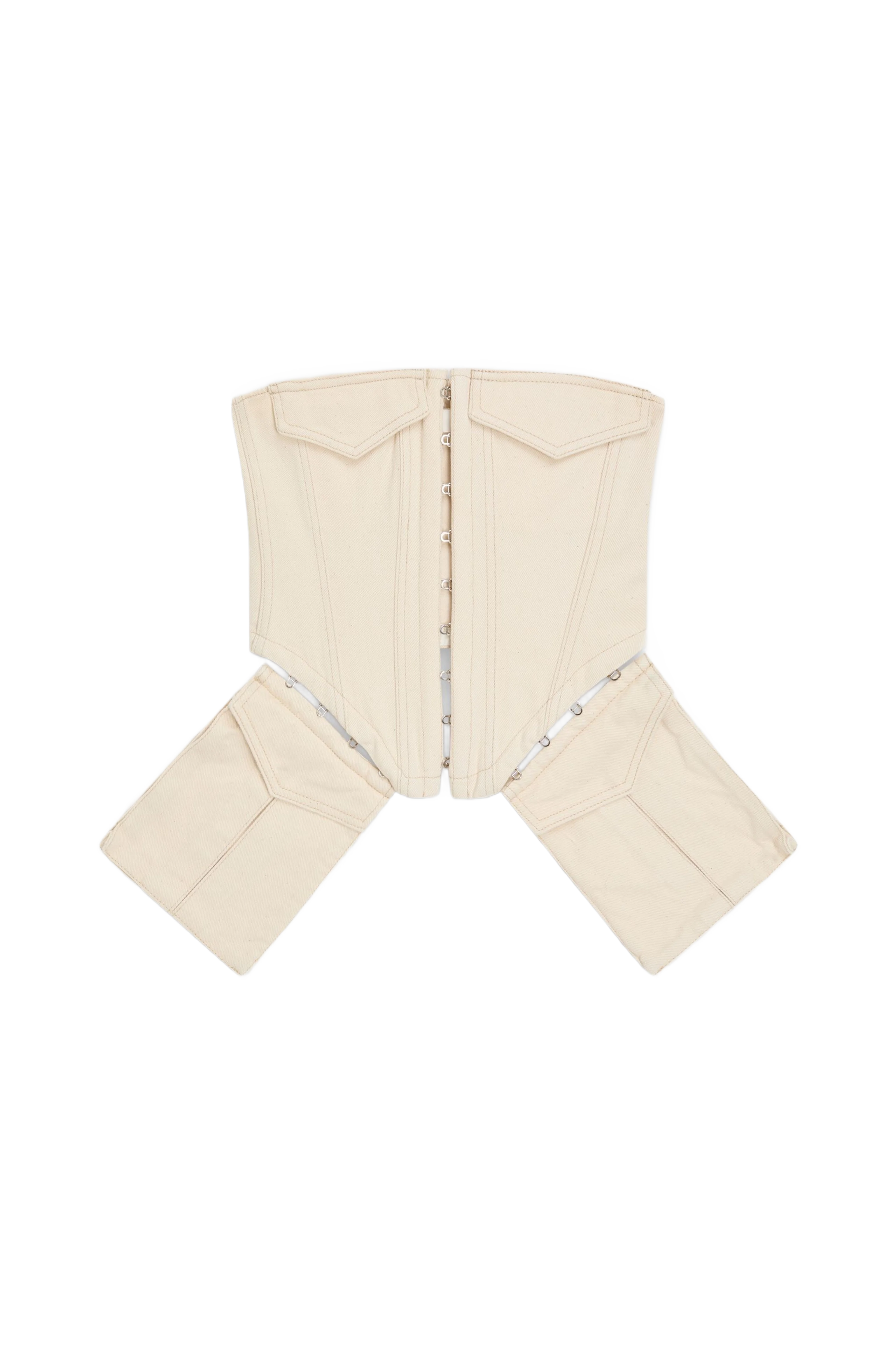 DION LEE 스트랩리스 크롭 데님 탑