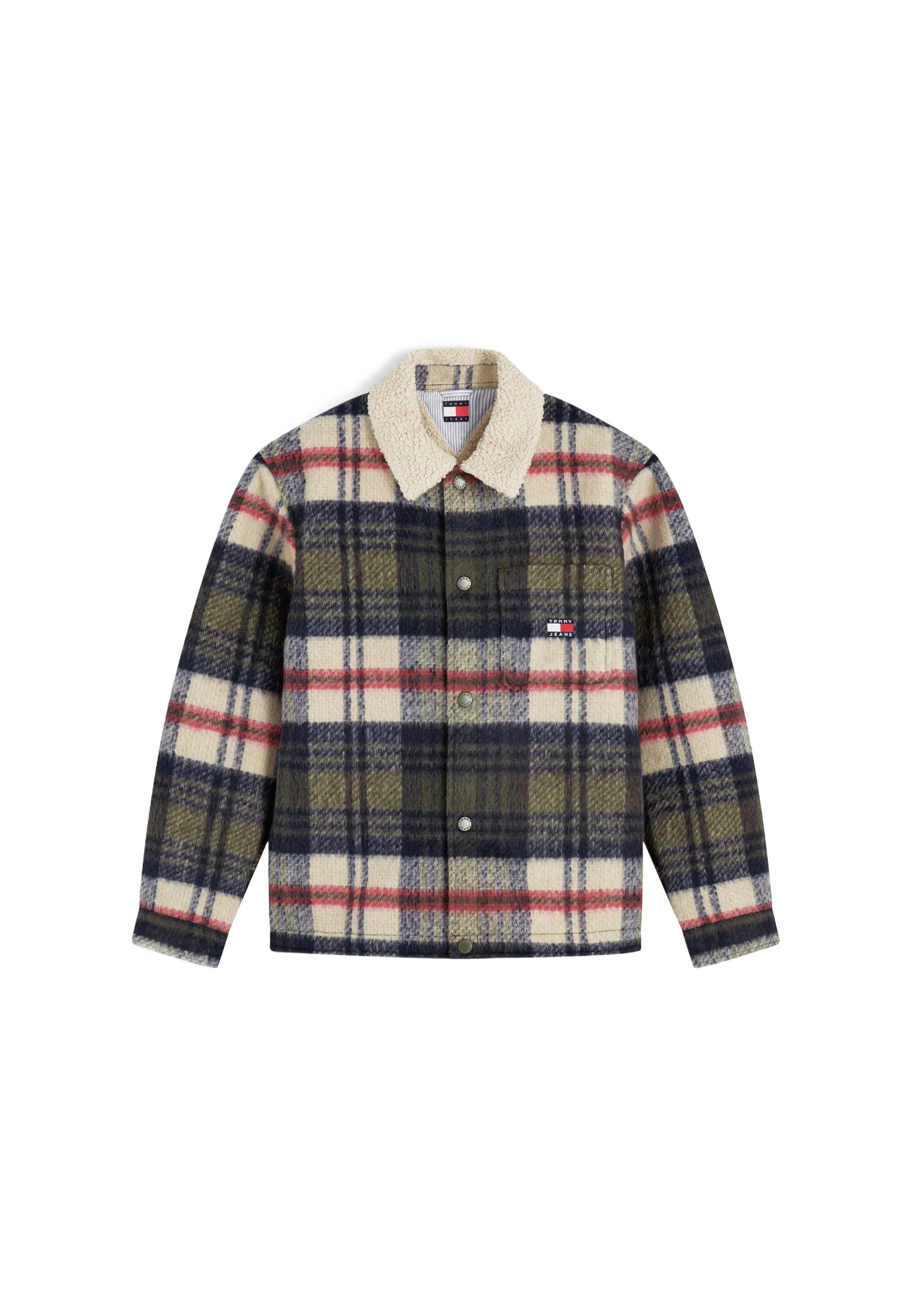Tommy Jeans 테디 라이닝 브러시드 플란넬 오버사이즈 자켓
