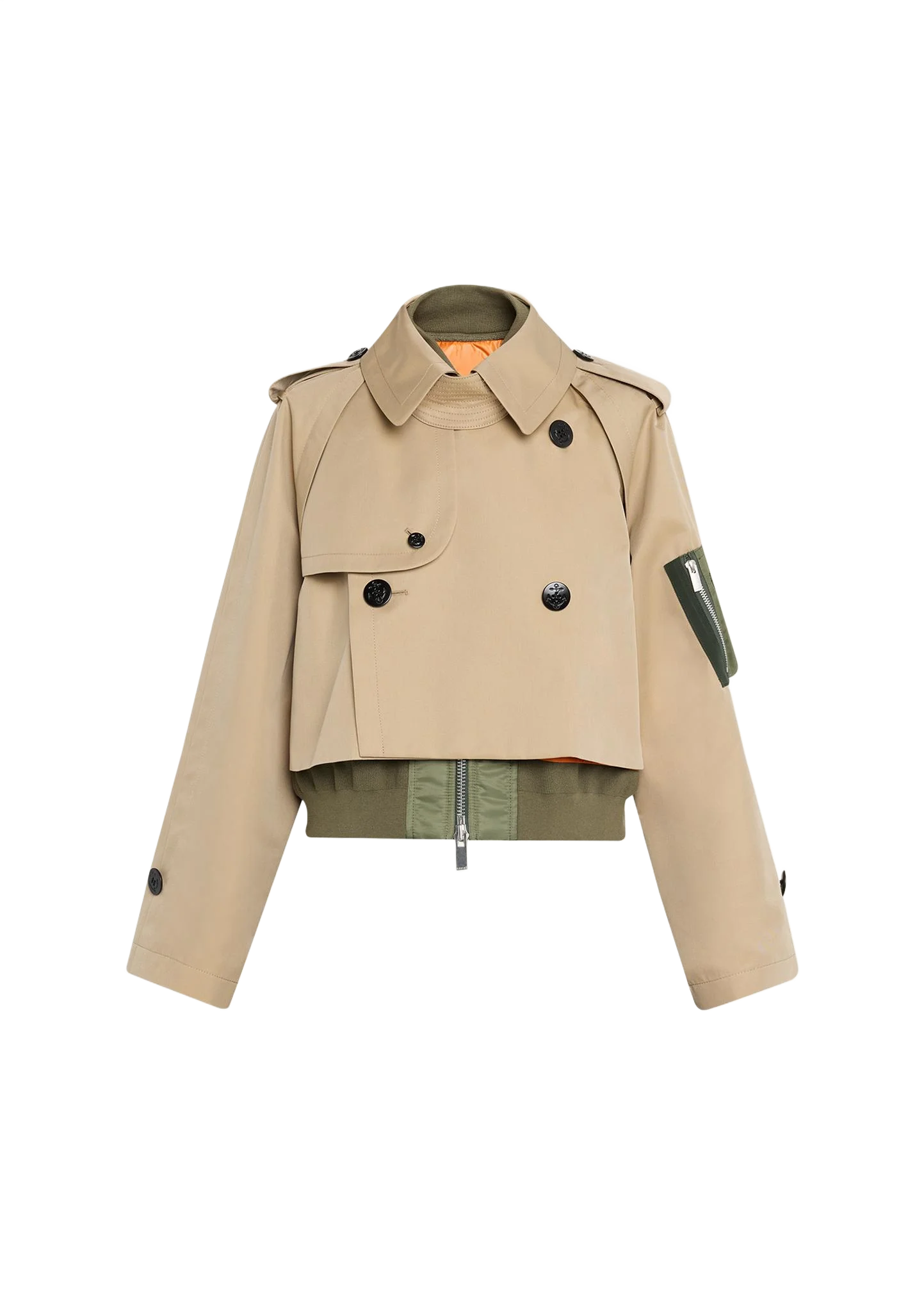SACAI 코튼 가바르딘 하이브리드 숏 트렌치 코트